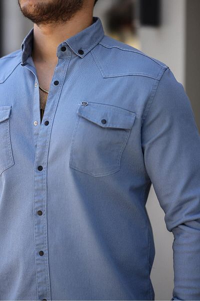 comstar Cămașă din denim slim fit cu capse - buzunar dublu