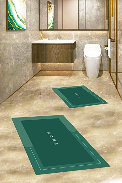 EY HOME Ψηφιακό με τύπωμα Αντιολισθητικό Σετ Τουαλέτας Μπάνιου με Επιγραφή για το Σπίτι