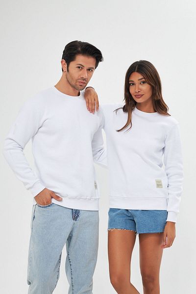 comstar Unisex Basic Crew Neck Χοντρό Χειμερινό Λευκό Φούτερ