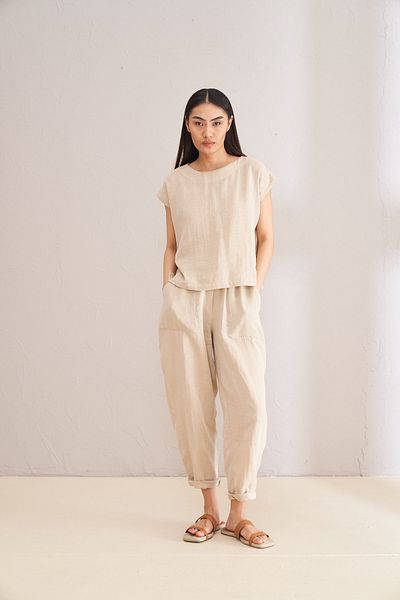 Kuaybe Gider Pantaloni model Mare 4123 de culoare bej
