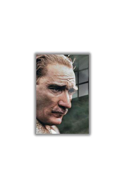 GAAGART Glass Painting Green Ataturk Portrait