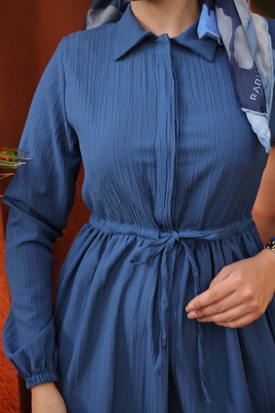 comstar Γυναικείο μακρυμάνικο μακρύ φόρεμα Hijab Navy Blue