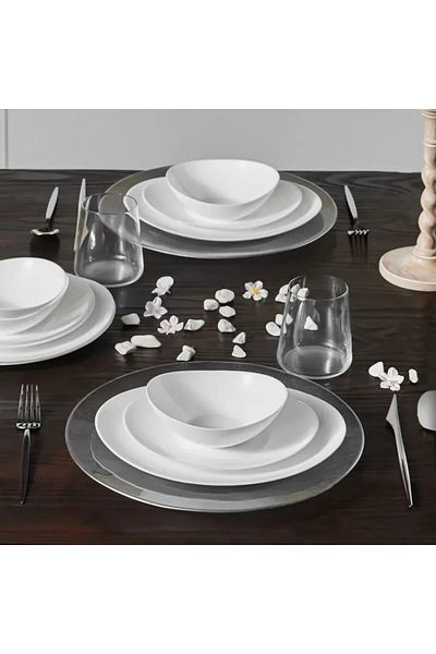 Karaca White Pure Geschirrset für 4 Personen, 12 Teilig, Opalglas