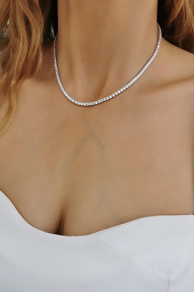 Utku Kuyumculuk 14 AYAR  BEYAZ ALTIN SU YOLU KOLYE