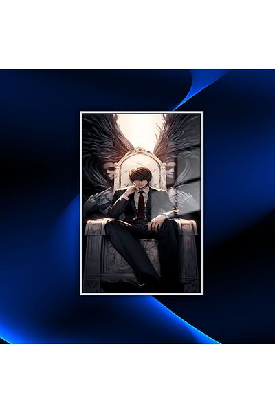 GAAGART Masă din sticlă temperată cu cadru metalic Death Note Yagami Light