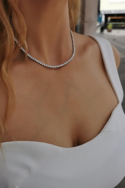 Utku Kuyumculuk 14 AYAR  BEYAZ ALTIN SU YOLU KOLYE