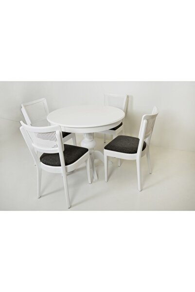 Meser Mobilya Ezine Yuvarlak Baba Ayak Mutfak Masa/iznik Hasırlı Mutfak Sandalye Takımı
