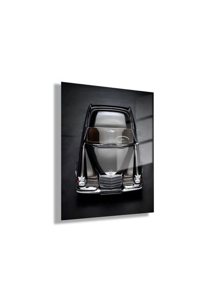 GAAGART Temperli Cam Tablo Siyah Klasik Mersedes Araba Fotoğrafı
