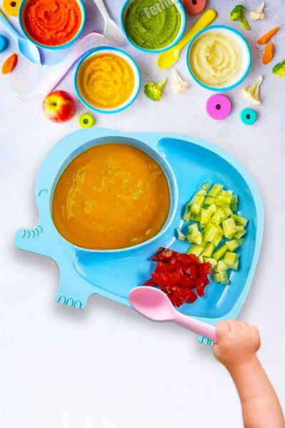 WAPPA Elephant Model Food Plate Set with 2 Compartments