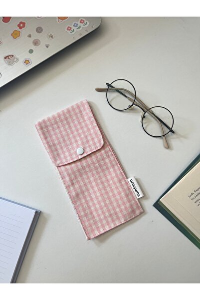 sumicorn Husă pentru ochelari din in lavabil cu detaliu snap-on, cu carouri r...