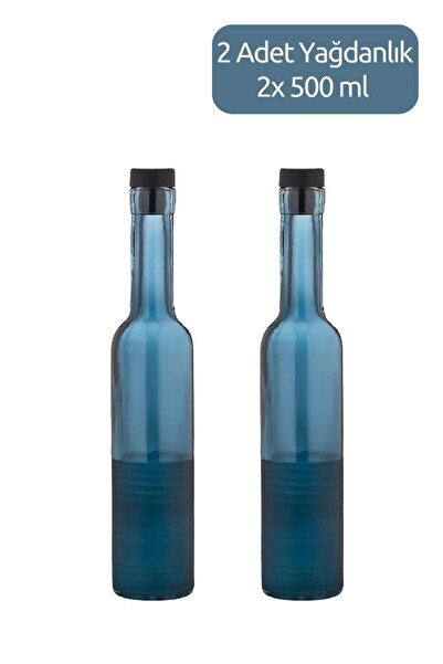 HOMENIVA Renga Cobalt - Set of 2 Dark Blue Oil Pot Decorative Bottles