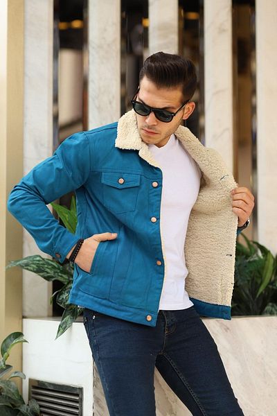 comstar Ανδρικό Trendy Furry Denim Jacket - Λευκό / Καφέ
