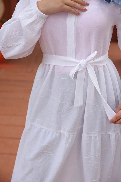 comstar Γυναικείο Trend Κομψό Μακρύ Φόρεμα Hijab Λευκό