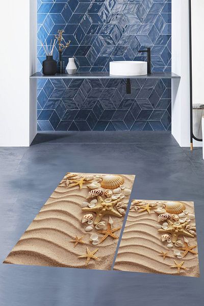 EY HOME Set de scaune de toaletă cu covor dublu modern, lavabil, imprimat 3D, WC-48-COLOR,