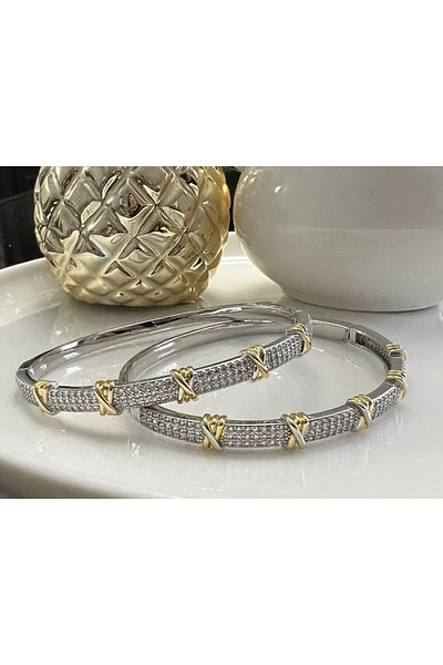 MAB Steel Stone Tiffany X Handcuff Bracelet