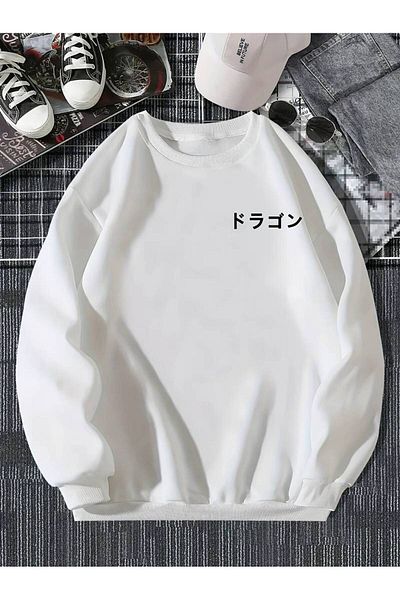 NOFLEN Φούτερ με κουκούλα Unisex Dragon Printed Oversize Bicycle Yaha