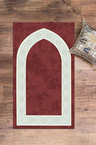 EY HOME Digital Printed Washable Simple Stylish Prayer Prayer Rug 70x130 Cm, Prayer Rug-10-red,