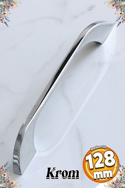 Badem10 Ezgi Metal Chrome Handle 128 mm 12.8 cm Furniture Kitchen Drawer Cabinet Cabinet Handles Cover Handle Handle