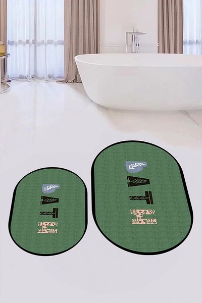 EY HOME Set de scaune de toaletă pentru baie, lavabil digital, colorat, scris, dublu oval, OKLZT-8-GREEN,