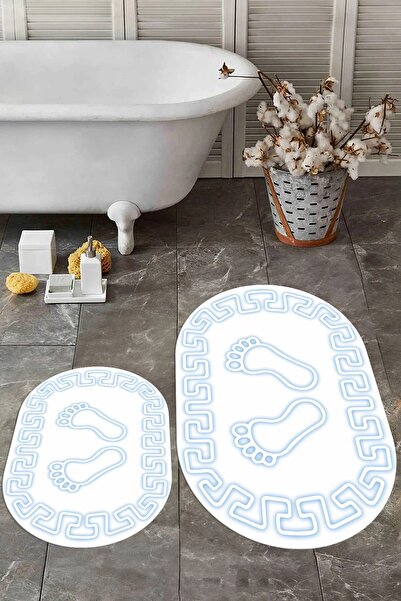 EY HOME Set de scaune pentru toaletă cu covor de baie oval dublu, lavabil dig...