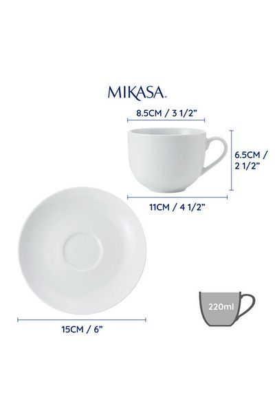 MIKASA Chalk Porcelain 2-Piece 220ml Tea Set - Cup and Saucer
