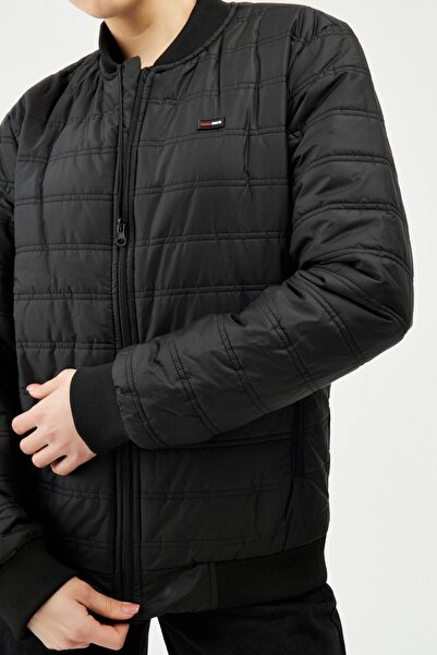 D1fference Women's Black Water and Windproof College Collar Coat