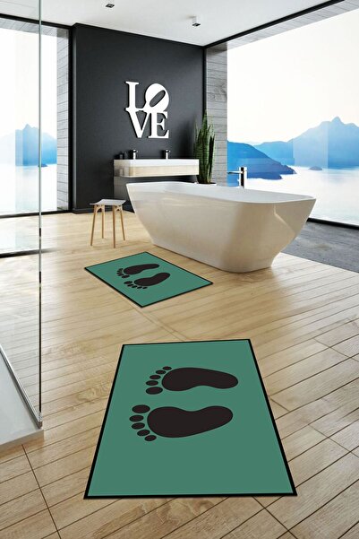 EY HOME cu imprimeu Set de covor de baie dublu lavabil, anti-alunecare, cu mo...