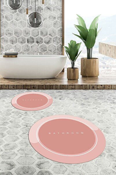 EY HOME Ψηφιακό σετ τουαλέτας με στρογγυλό χαλάκι μπάνιου με αντιολισθητική επιφάνεια που πλένεται με τύπωμα φορές