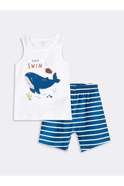 LC Waikiki LCW Baby - Baby Boy Pajamas Set with Shorts, Crew Neck, Sleeveless Printed