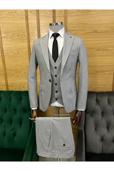 Terziayhan بدلة Slimfit جديدة باللون الرمادي الفاتح