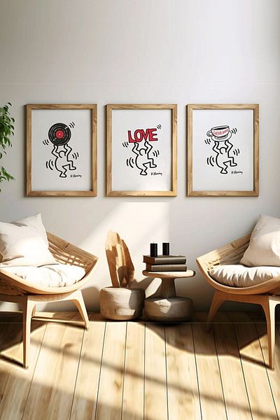 Taranist Χάρτινη αφίσα Keith Haring 3 τεμάχια Αφίσα από χαρτί ξεχωριστά