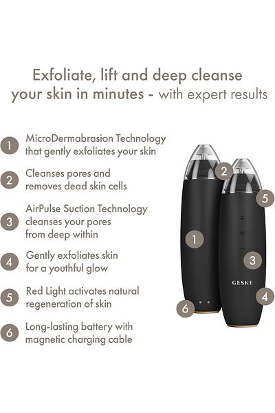 Geske MicroDermabrasion Blackhead Remover 7 in 1 Electric Pore Cleaner, Skin Cleansing Device, Grey