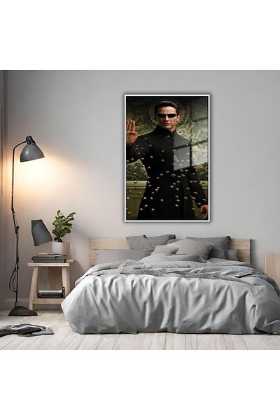 GAAGART Masă de sticlă cu cadru metalic Personaj clasic de film Matrix