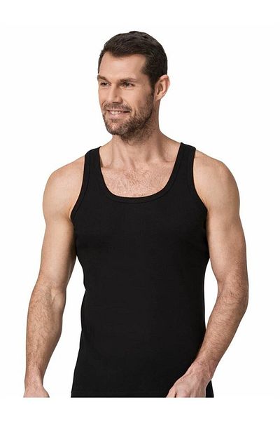 Namaldı 2 Pieces Black Color Ribbed Undershirt