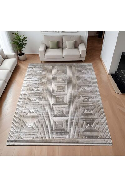 Evmila Desenli Kaymaz Taban Makinede Yıkanır Dijital Baskılı Halı