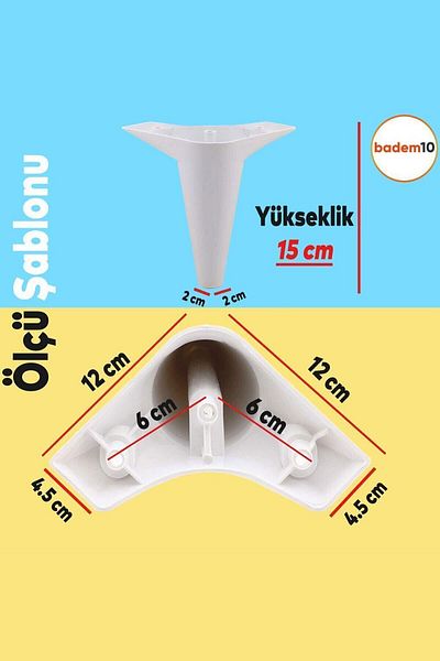 Badem10 Aspen Luxury 15 Cm (ALB) Mobilier pentru picioare Canapea Fotoliu Picior pentru picioare