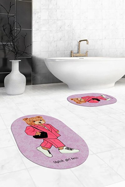 EY HOME Ψηφιακό πλενόμενο αντιολισθητικό σετ τουαλέτας με μοτίβο αρκουδάκι δι...