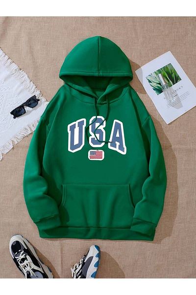 NOFLEN Φούτερ με κουκούλα Unisex USA με στάμπα oversize