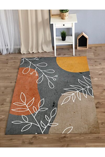 Evmila Soyut Desenli Kaymaz Taban Makine De Yıkanır Halı