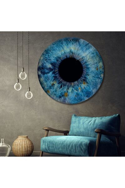 GAAGART Yuvarlak Temperli Gerçek Cam Tablo Mavi İris Göz Tasarımı
