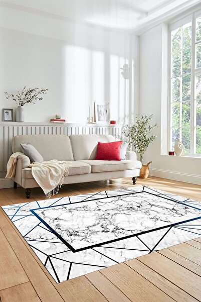 EY HOME طقم غرفة نوم ثلاثي بقاعدة مضادة للانزلاق وقابلة للغسل بنمط رخامي، رخا...