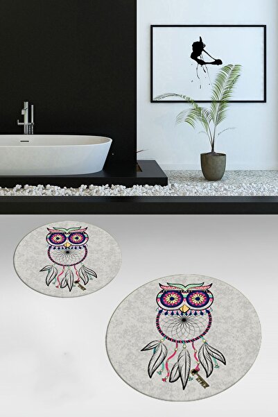EY HOME Covor de baie dublu, lavabil, antiderapant, cu model de bufniță, set ...