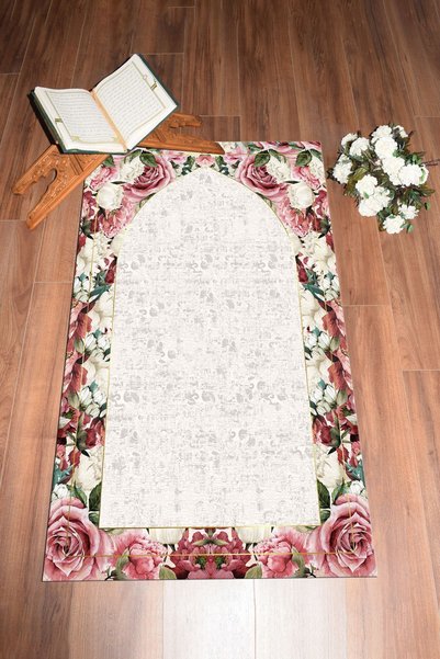 EY HOME Digital Printed Washable Floral Gift Prayer Rug 70X130Cm