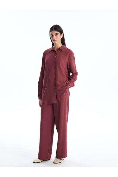 LC Waikiki Linen Blended Women's Straight Trousers with Elastic Waist