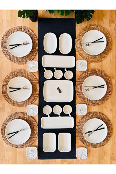 CASA DE BELLA 43 Parça 6 Kişilik Beyaz Porselen Kahvaltı Takımı