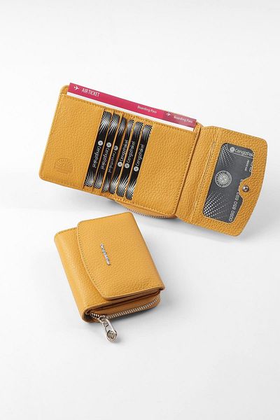 CENGİZ PAKEL Genuine Leather Mini Horizontal Wallet - Cengiz Pakel, Snap Fastener, Mustard - 65288