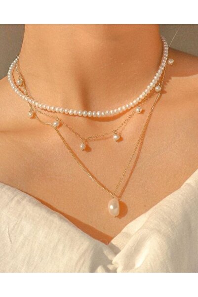 babel Gerçek İnci Kolye Seti 3’lü 6mm