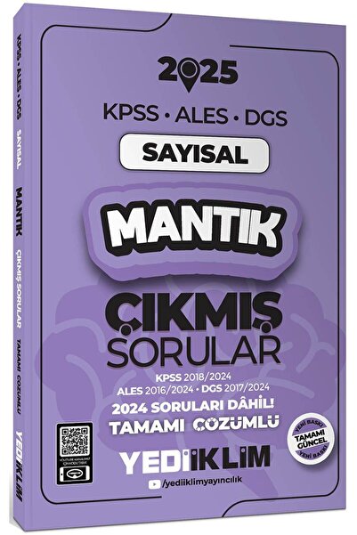 Yediiklim Yayınları 2025 KPSS ALES DGS AGS Sayısal Mantık Çıkmış Sorular ve Ç...