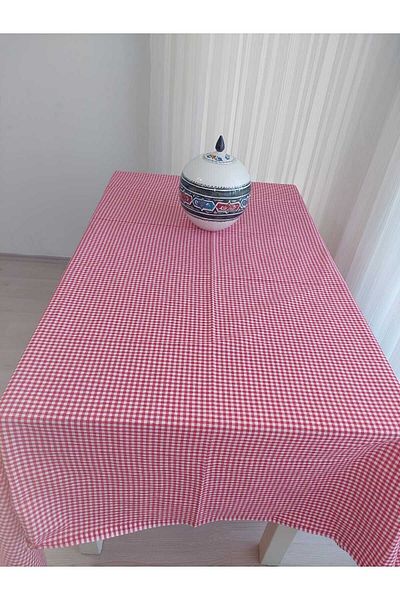 LilaMOON 170 x 170 Red Cotton Checkered Tablecloth
