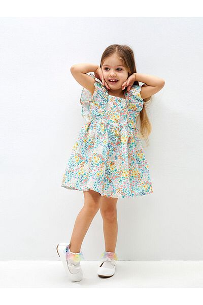 LC Waikiki Square Collar Patterned Baby Girl Dress
